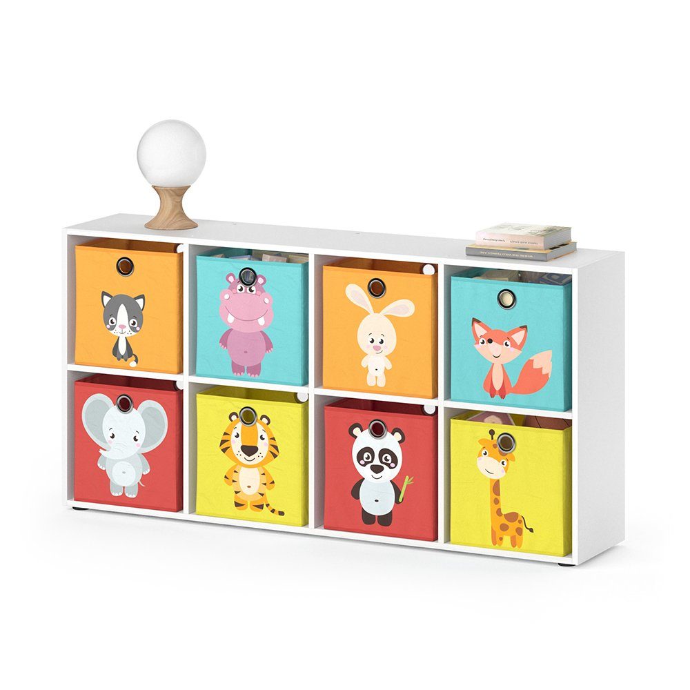 Vicco Raumteiler Bücherregal Standregal SCUTUM 8 Fächer Weiß inkl. Faltboxen