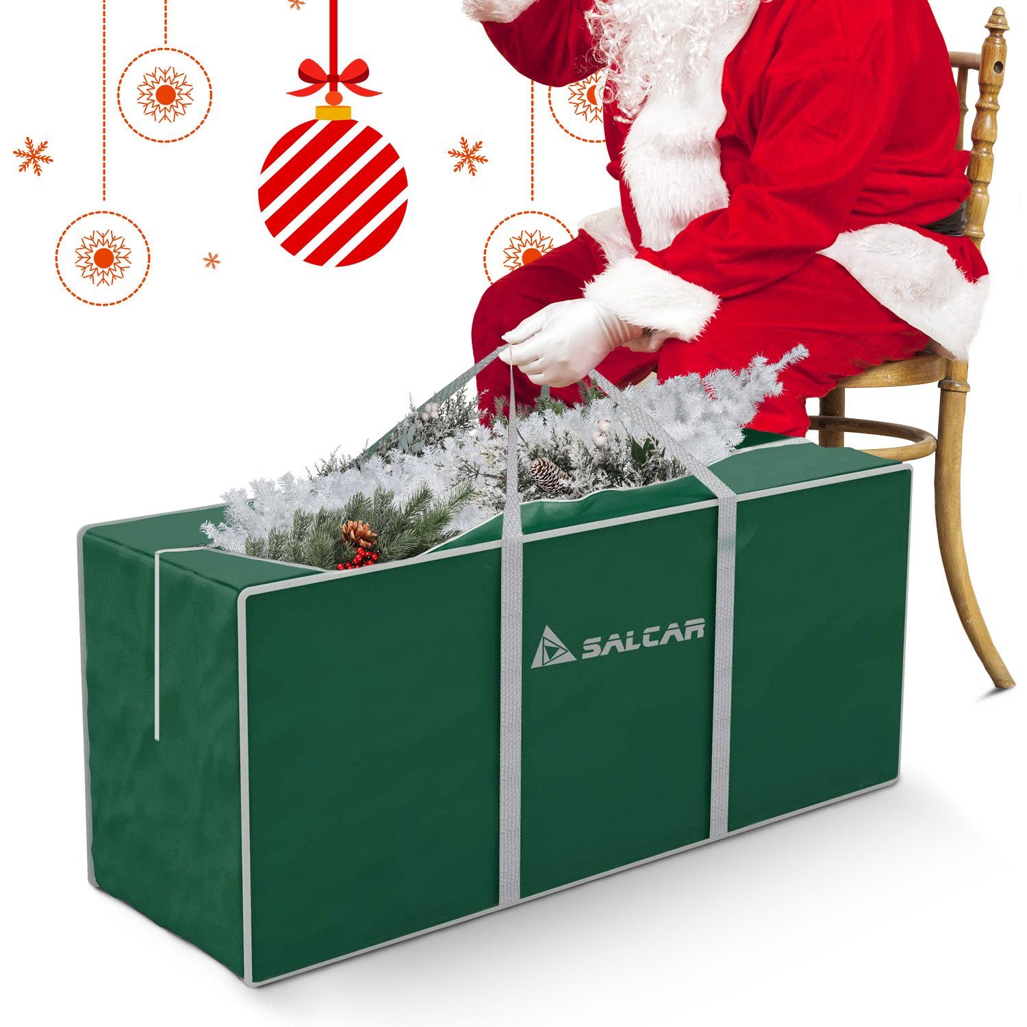 Salcar Künstlicher Weihnachtsbaum Aufbewahrungstasche für Weihnachtsbaum bis zu 240 cm, Transporthülle, 130 x 40 x 50 cm Aufbewahrungstasche, Reißfest, Wasserdicht