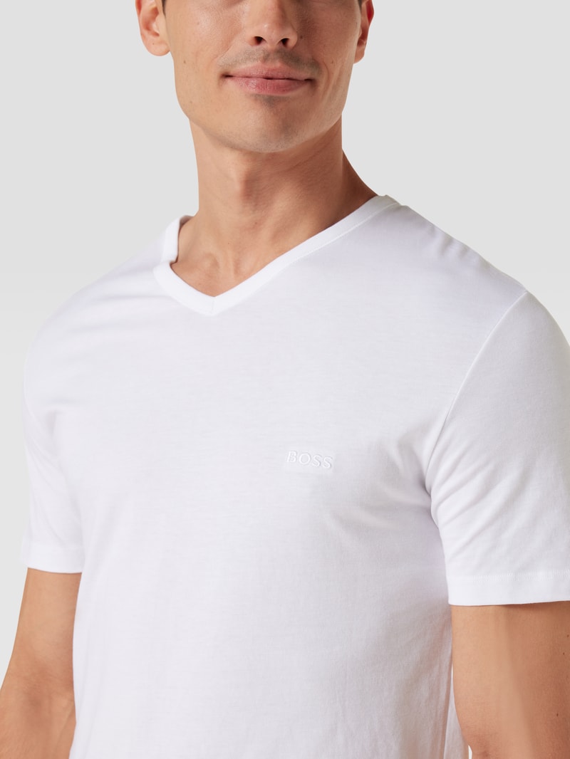 T-Shirt mit V-Ausschnitt im 3er-Pack Modell 'Classic' in mittelgrau meliert