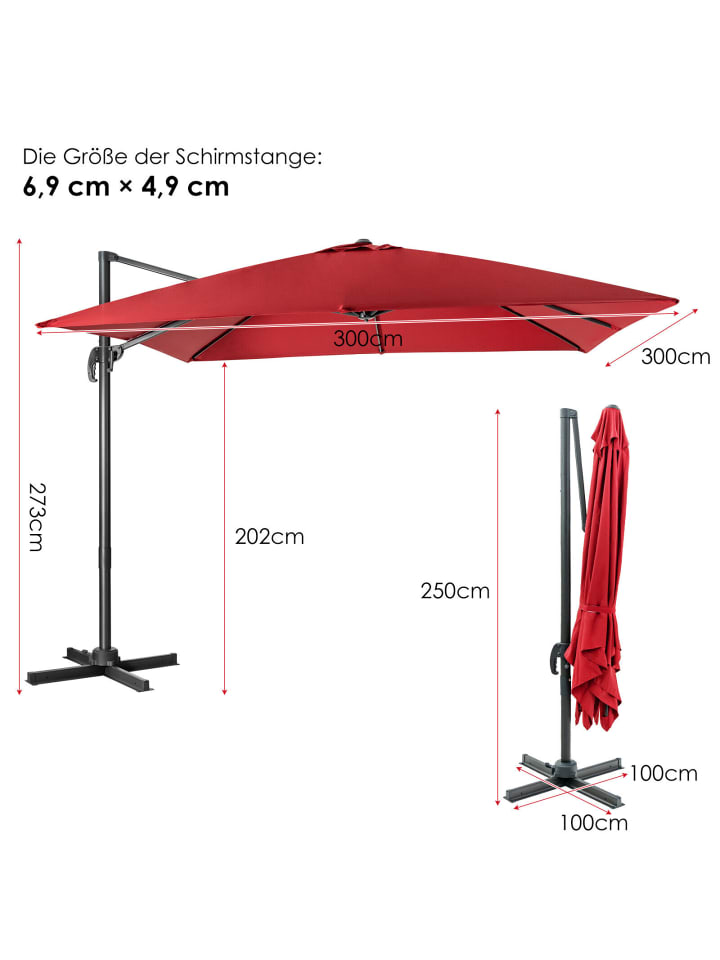 COSTWAY Sonnenschirm 300x300cm in Rot günstig kaufen onesize