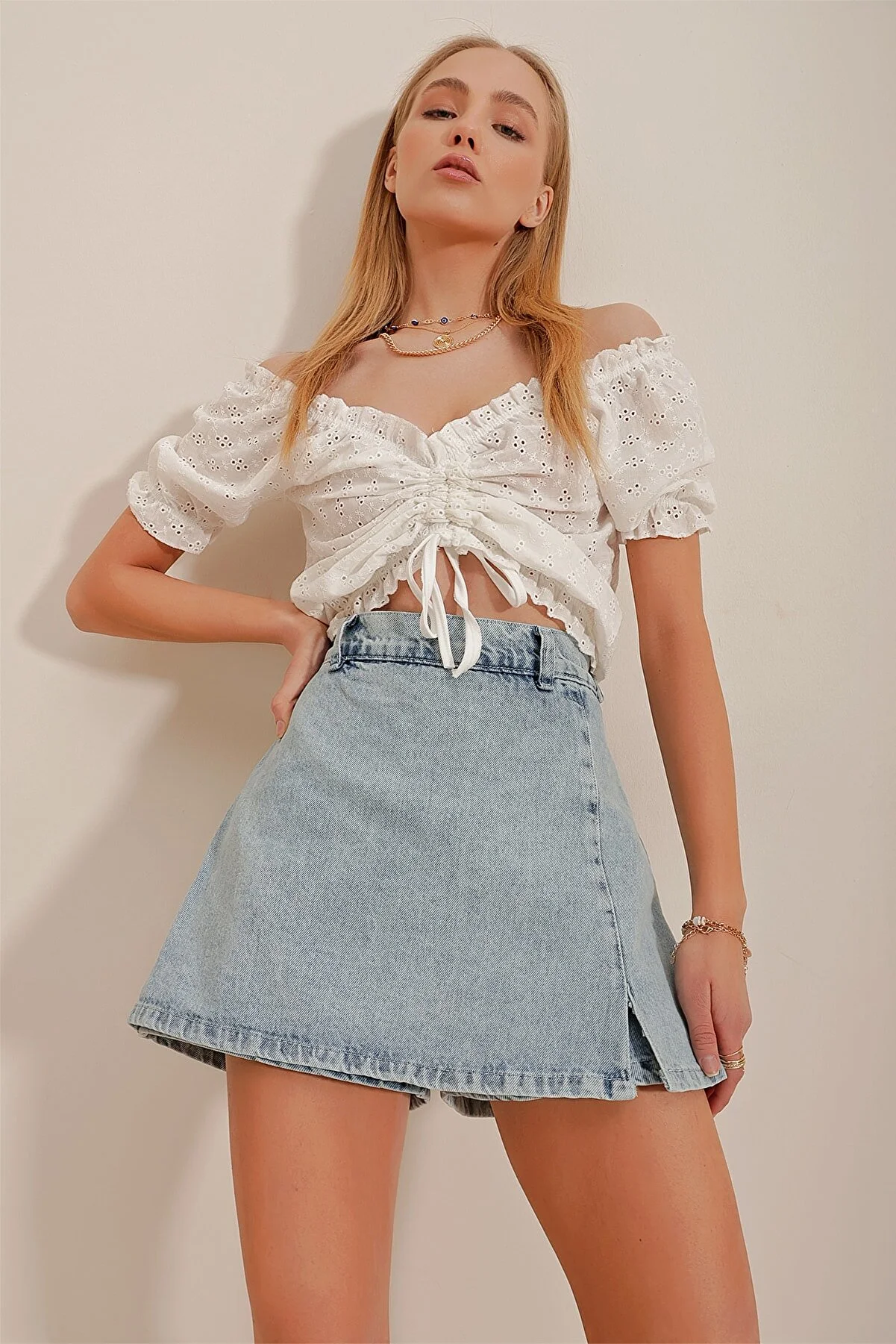 Trend Alaçatı Stili  Rock - Blau - Mini