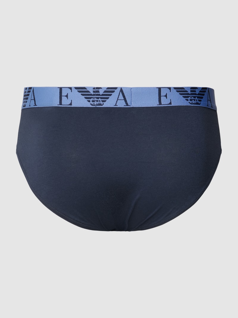 Pants mit elastischem Label-Bund im 3er-Pack in dunkelblau