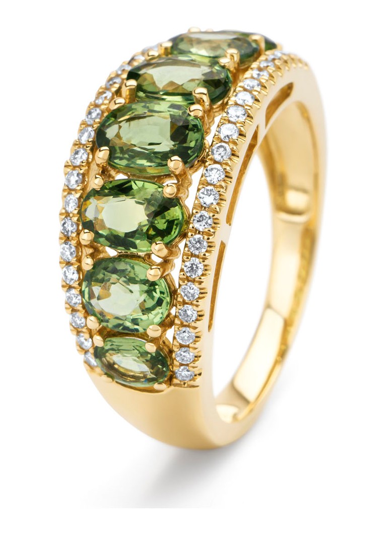 Anello Diamond Point in oro giallo, zaffiro verde da 3,14 ct, Eden
