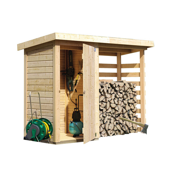 Feuerholzunterstand mit Geräteschrank