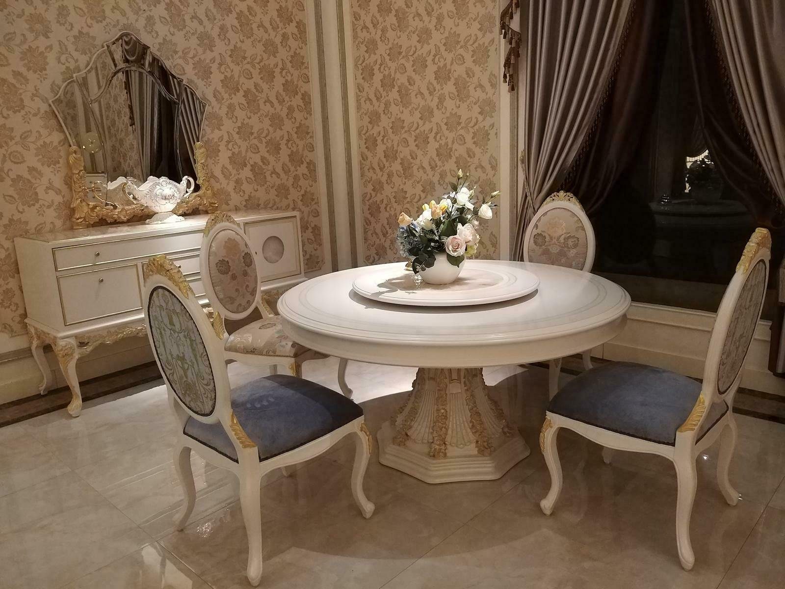 JVmoebel Esszimmer-Set, Esszimmer Set Barock Rokoko Tisch 6x Stühle Buffet Spiegel Kommode