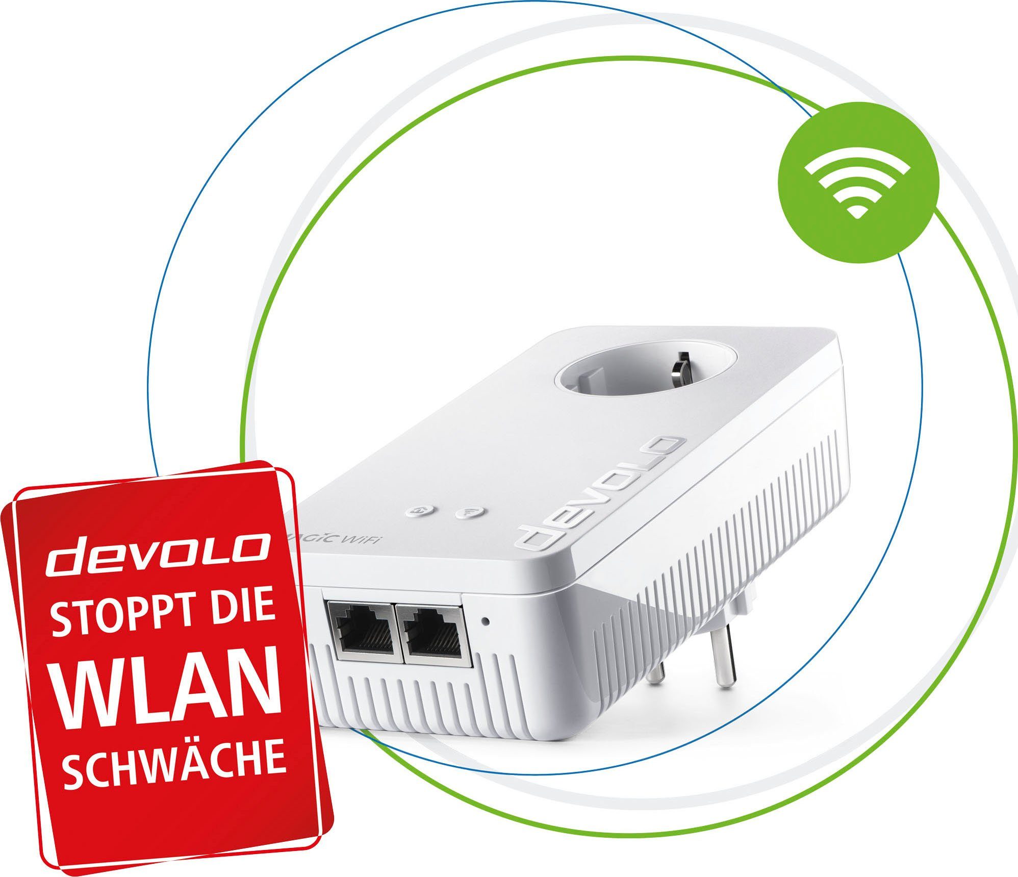 DEVOLO Magic 1 WiFi ac Ergänzung (1200Mbit, Powerline + WLAN, 2x LAN, Mesh) WLAN-Router