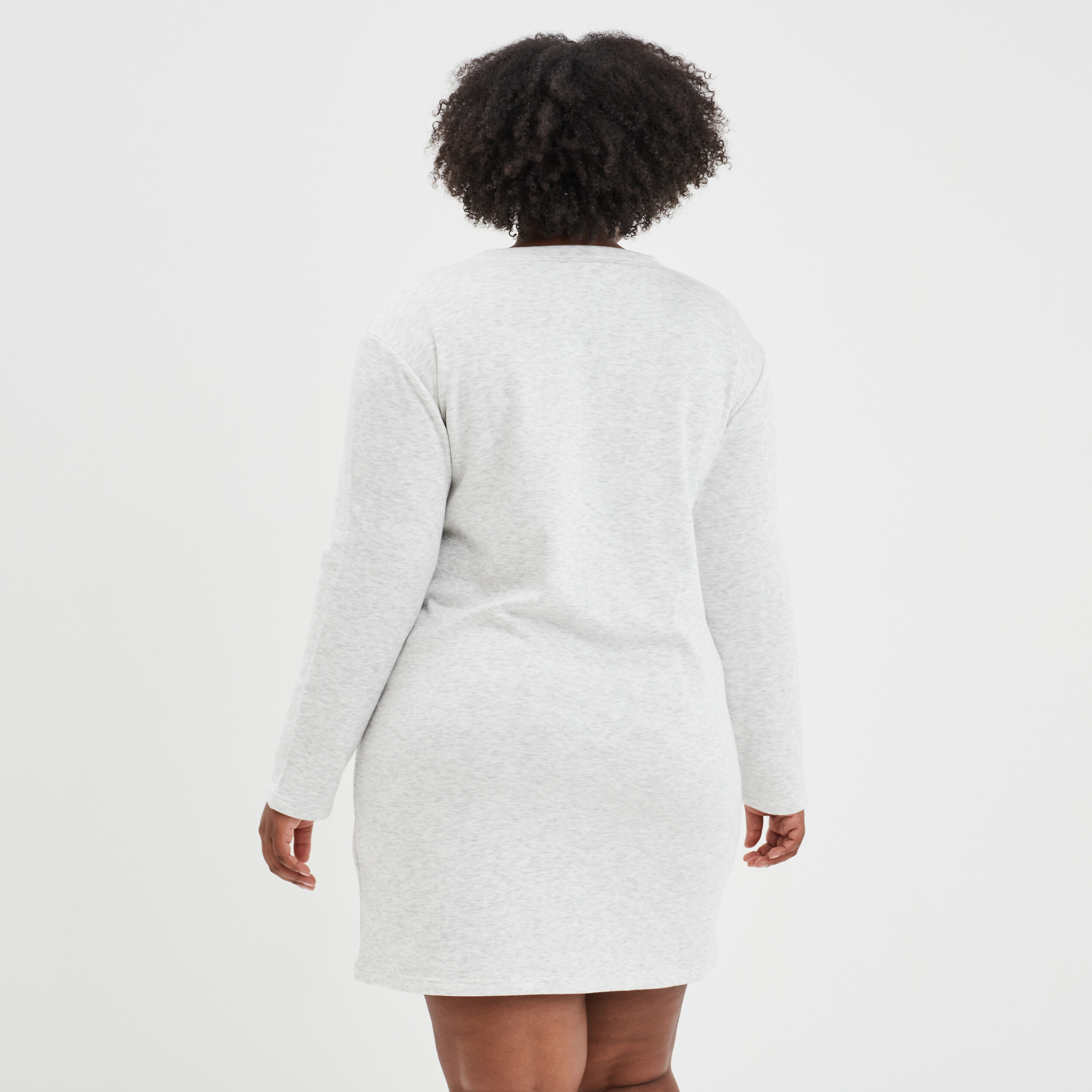 Chemise de nuit droite courte doublée gris clair femme grande taille | La Halle