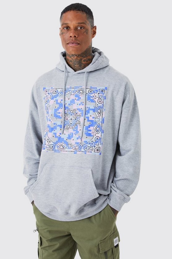 Oversize Camouflage Hoodie mit Bandana-Print