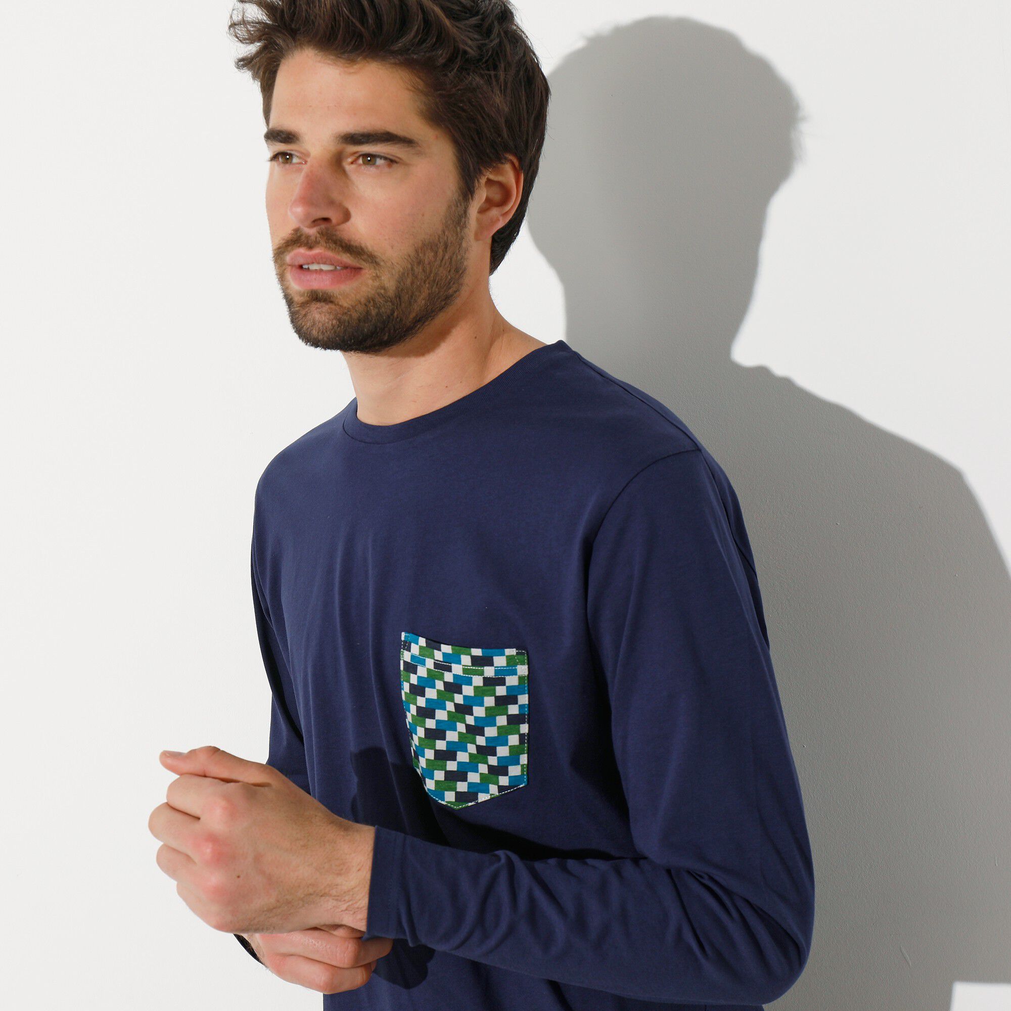 Tee-shirt pyjama manches longues marine