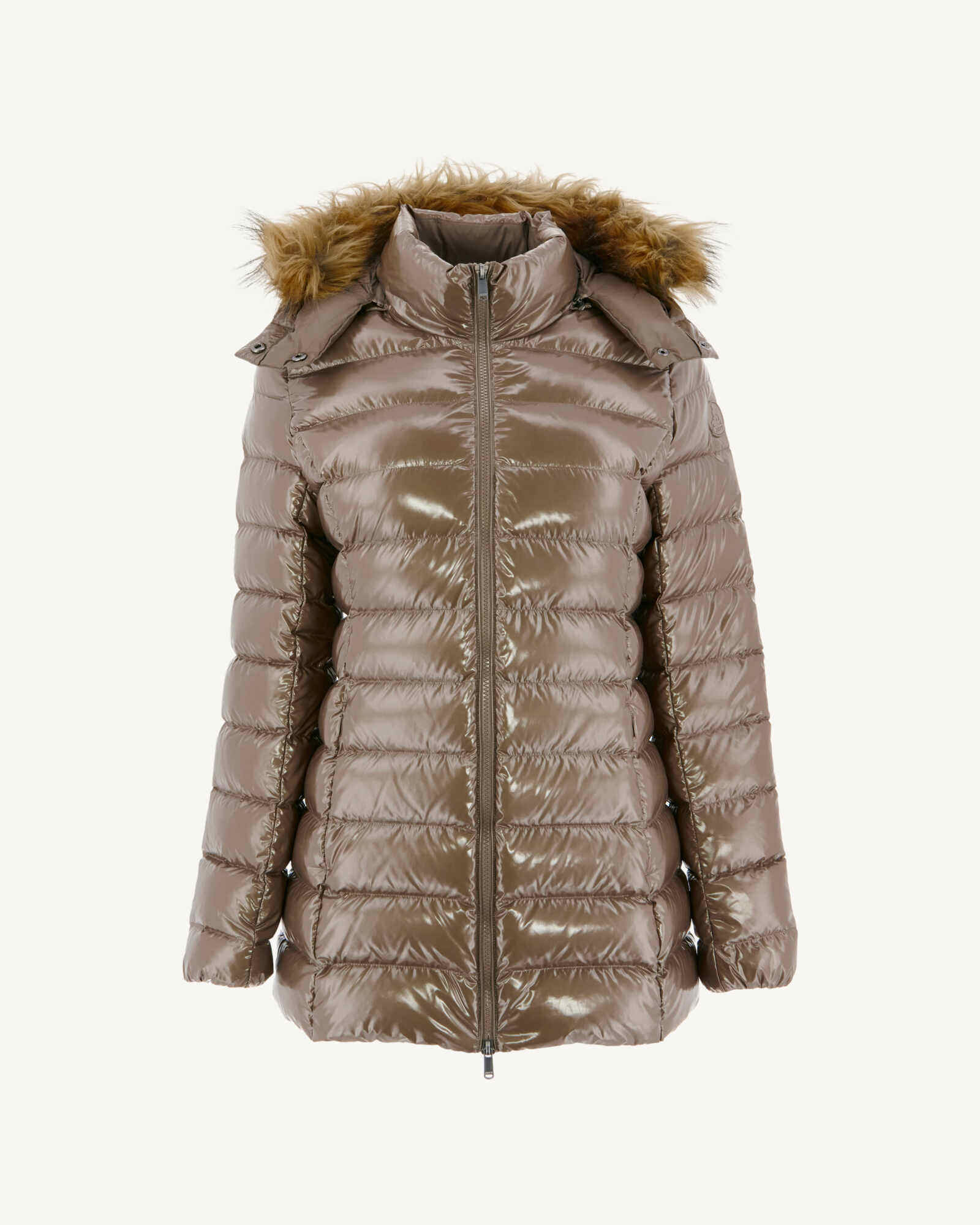 Doudoune mi-longue laquée Grand Froid Taupe Perle