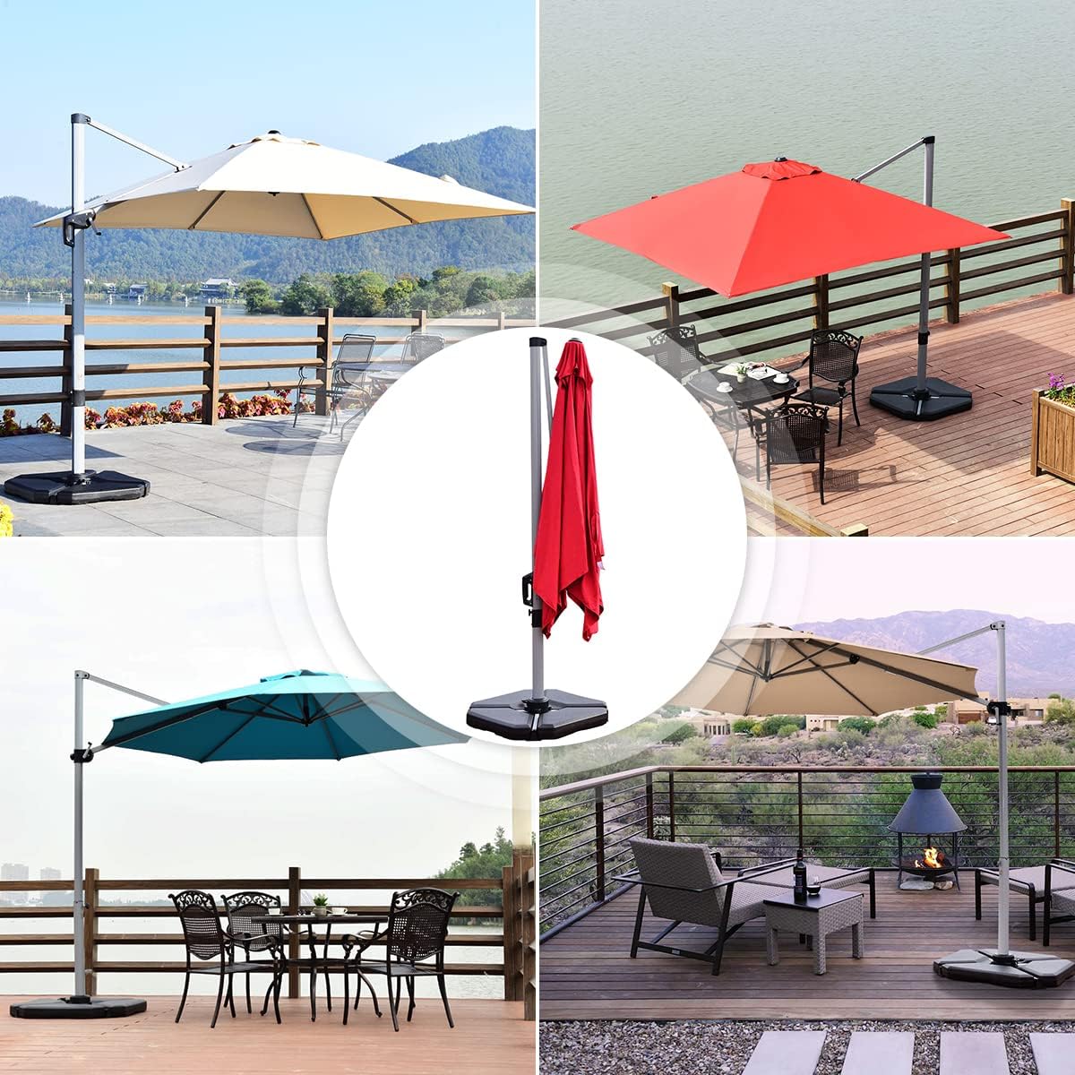 Costway COSTWAY 4-teiliger Sonnenschirmständer, Schirmständer 70kg befüllbar