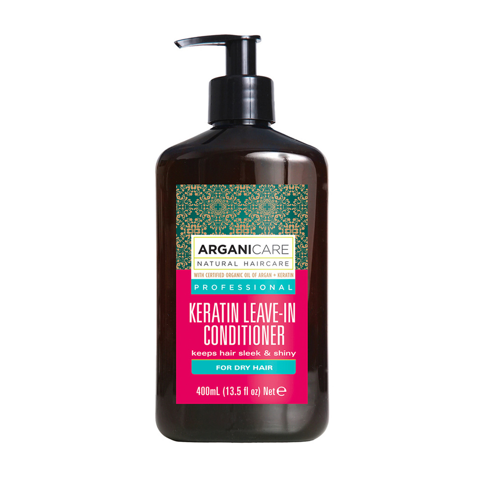 Arganicare Soin sans rinçage à la  kératine Hydratant protecteur pour cheveux secs e t abimés.