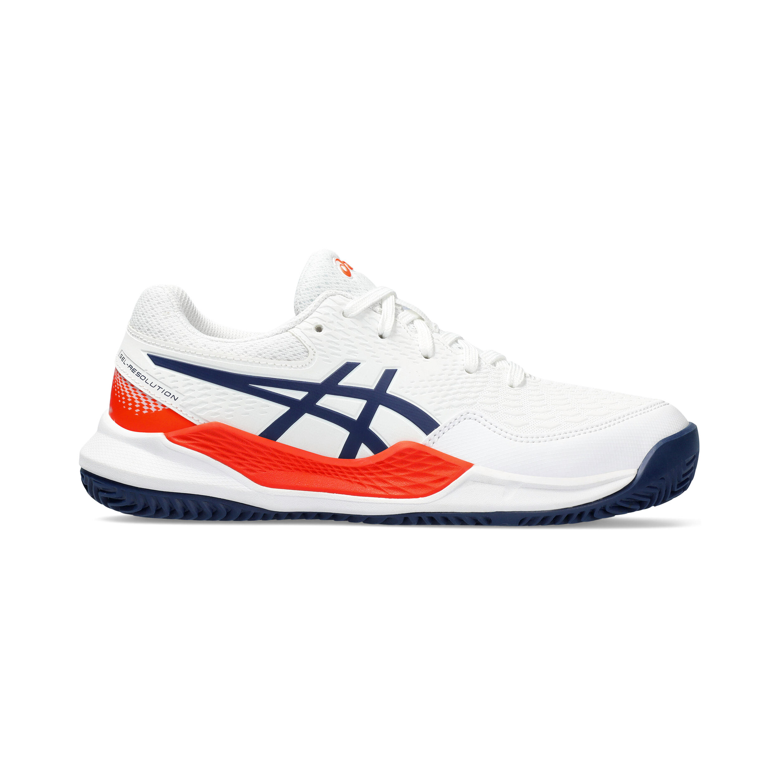 Gel-Resolution 9 GS Sandplatzschuh Kinder - Weiß, Dunkelblau