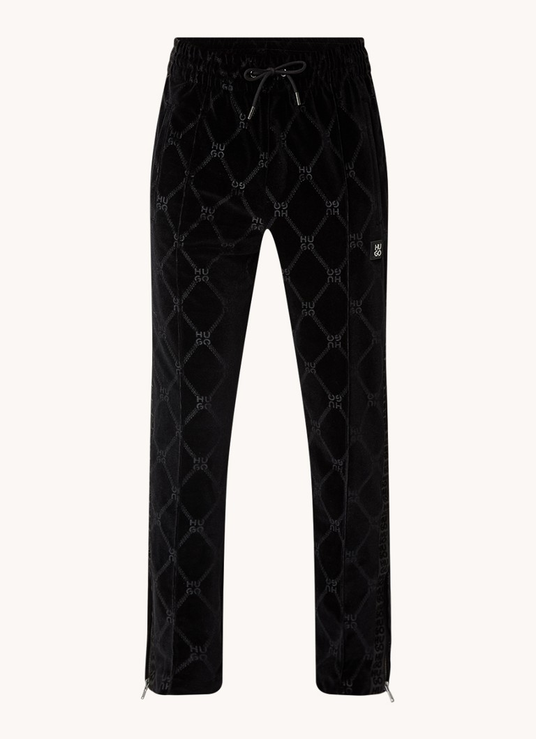 HUGO BOSS Dislaco calça de treino de ajuste reto van fluweel com logoprint
