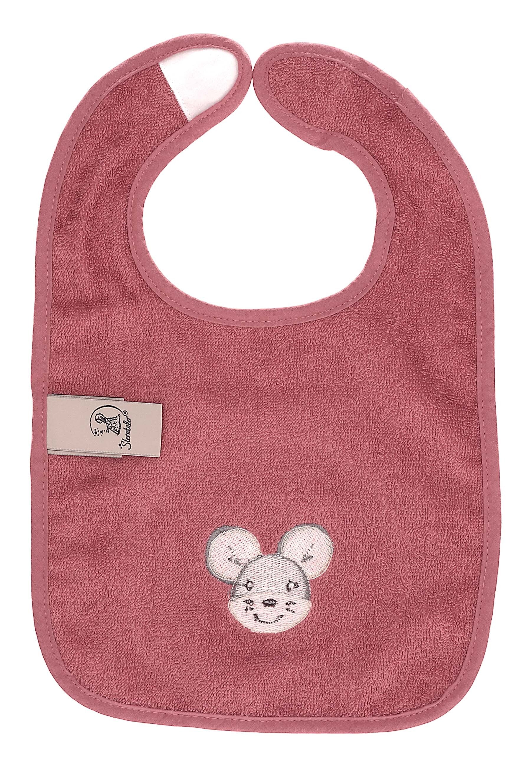 GOTS Doppelpack Klettlätzchen Maus Mabel in Rosa