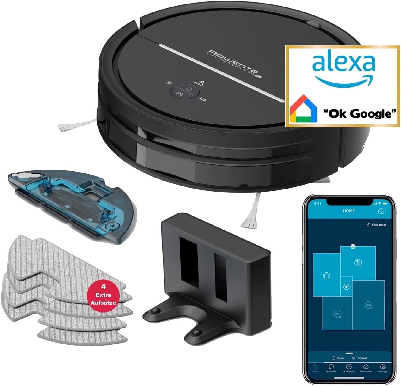 Rowenta Saugroboter X-PLORER SERIE 120 AI, 1450 W, beutellos, LaserPlus Navigation Sauger & Wischmopp Funktion