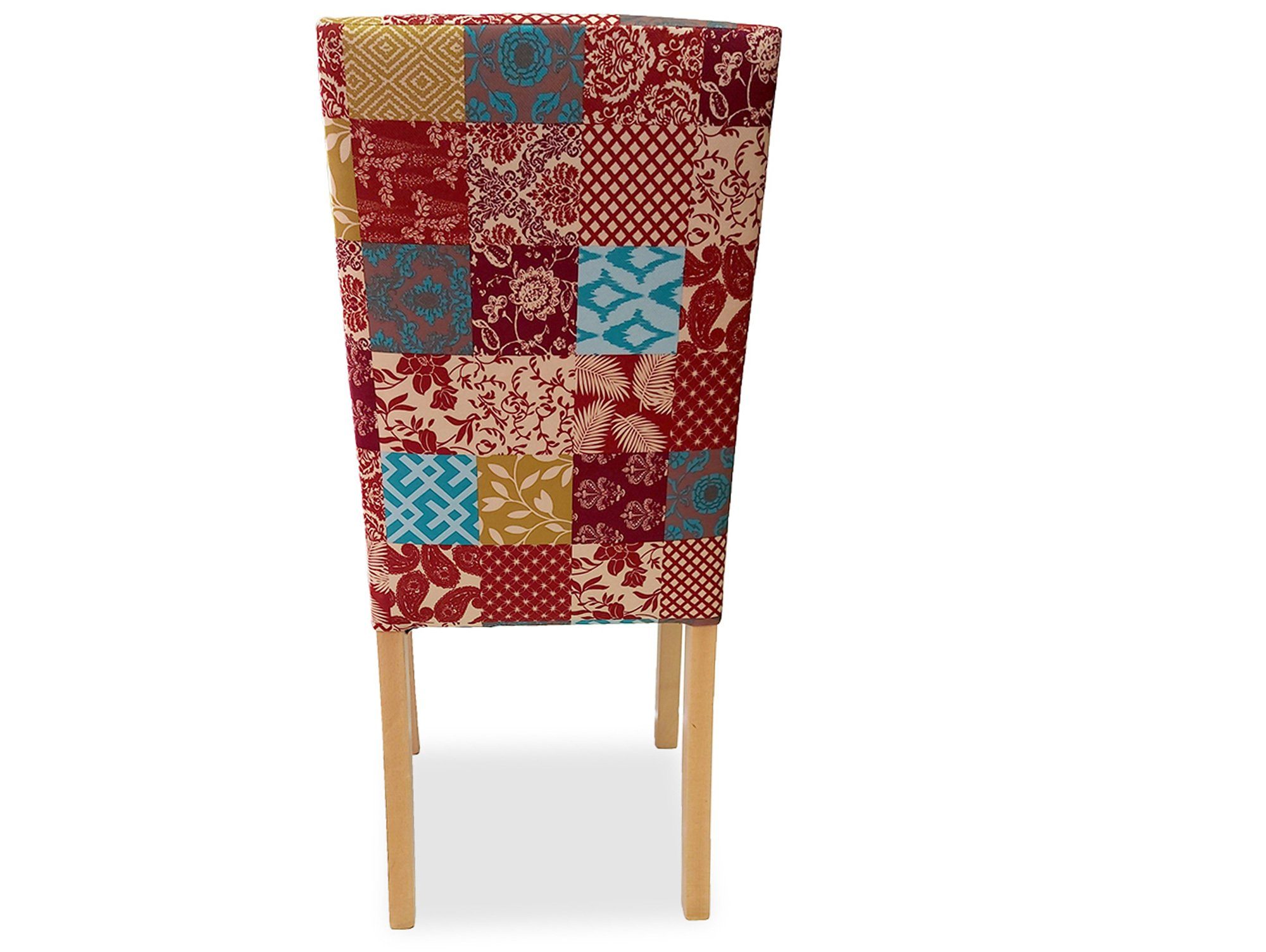 Moebel-Eins Polsterstuhl, STELA 2er Set Polsterstühle, Material Massivholz/Stoff, Buche/Patchwork