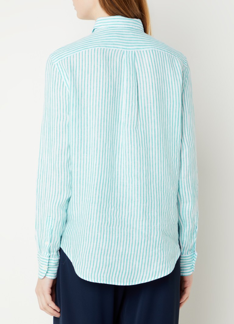 Ralph Lauren  Blouse van linnen met streepprint en logoborduring