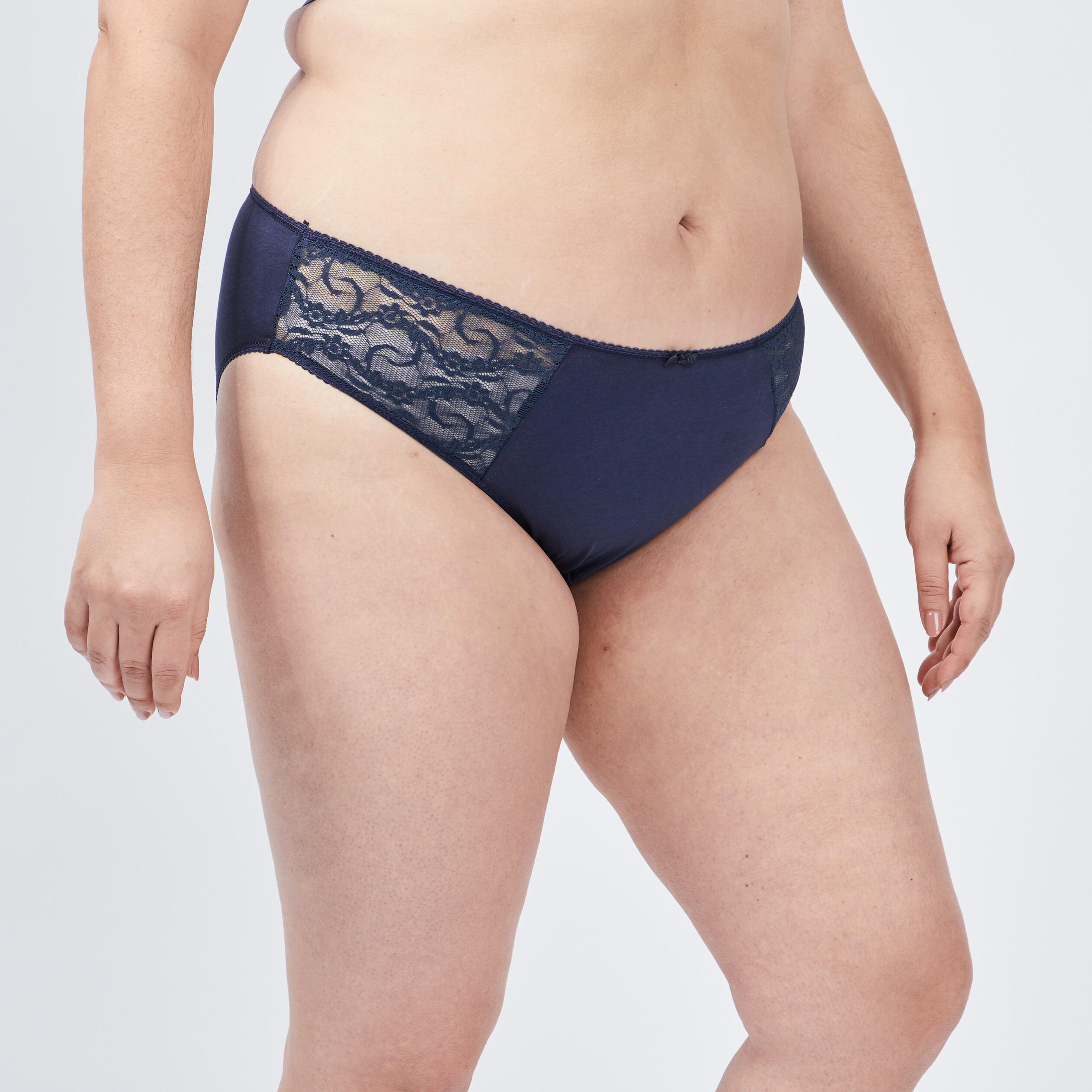 Culotte empiècements dentelle bleu marine femme grande taille | La Halle