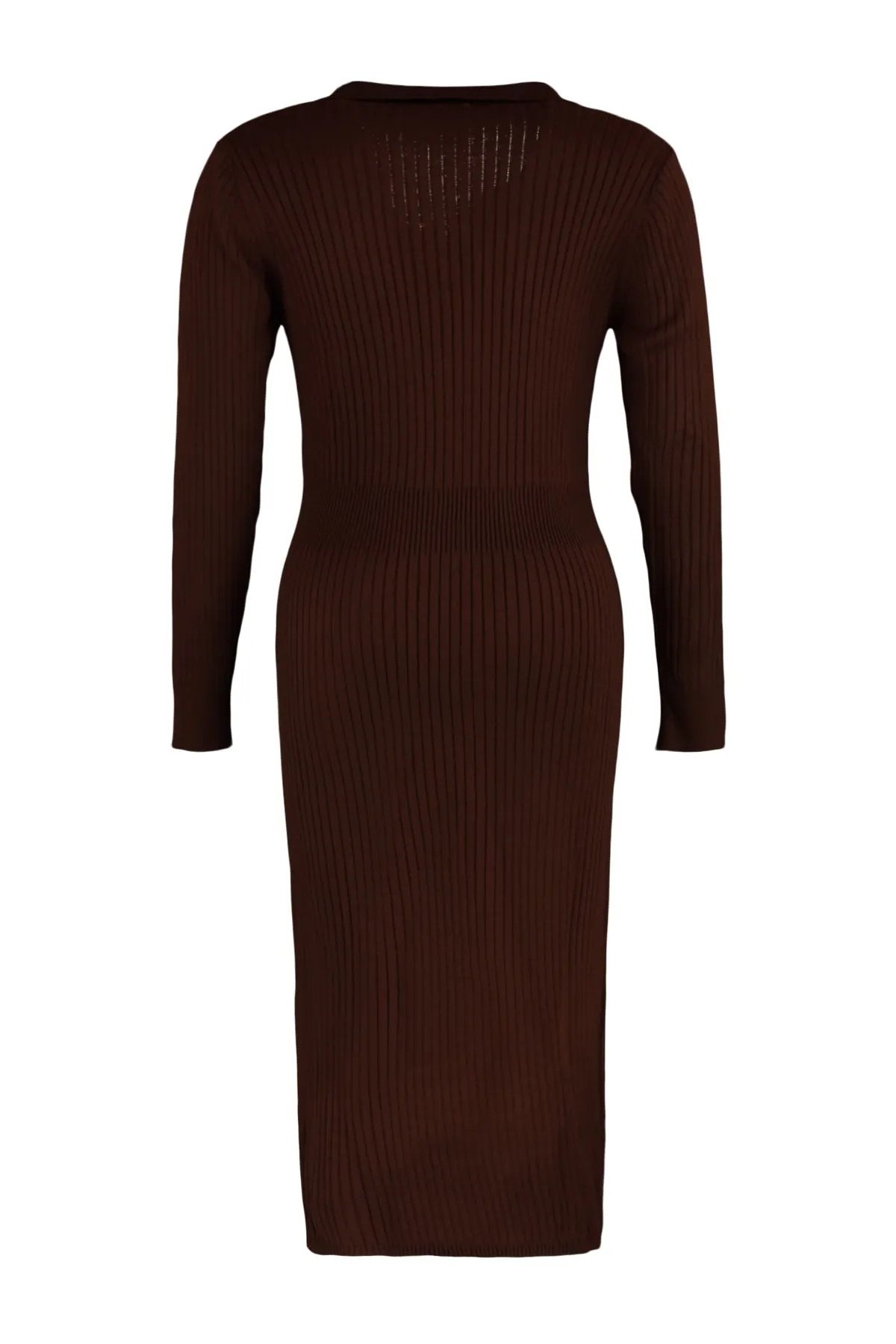 Trendyol Curve  Dunkelbraunes Strickkleid mit Polokragen