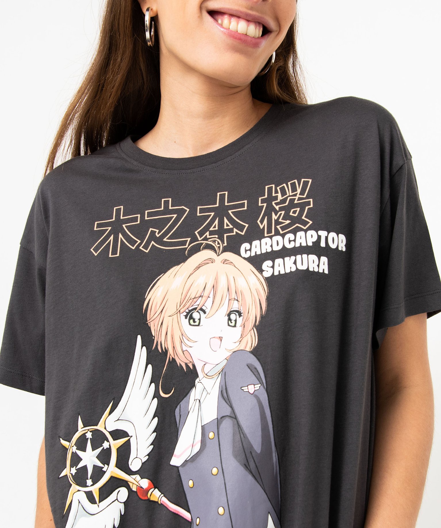 Tee-shirt à manches courtes avec motif XXL femme - Sakura noir | GEMO