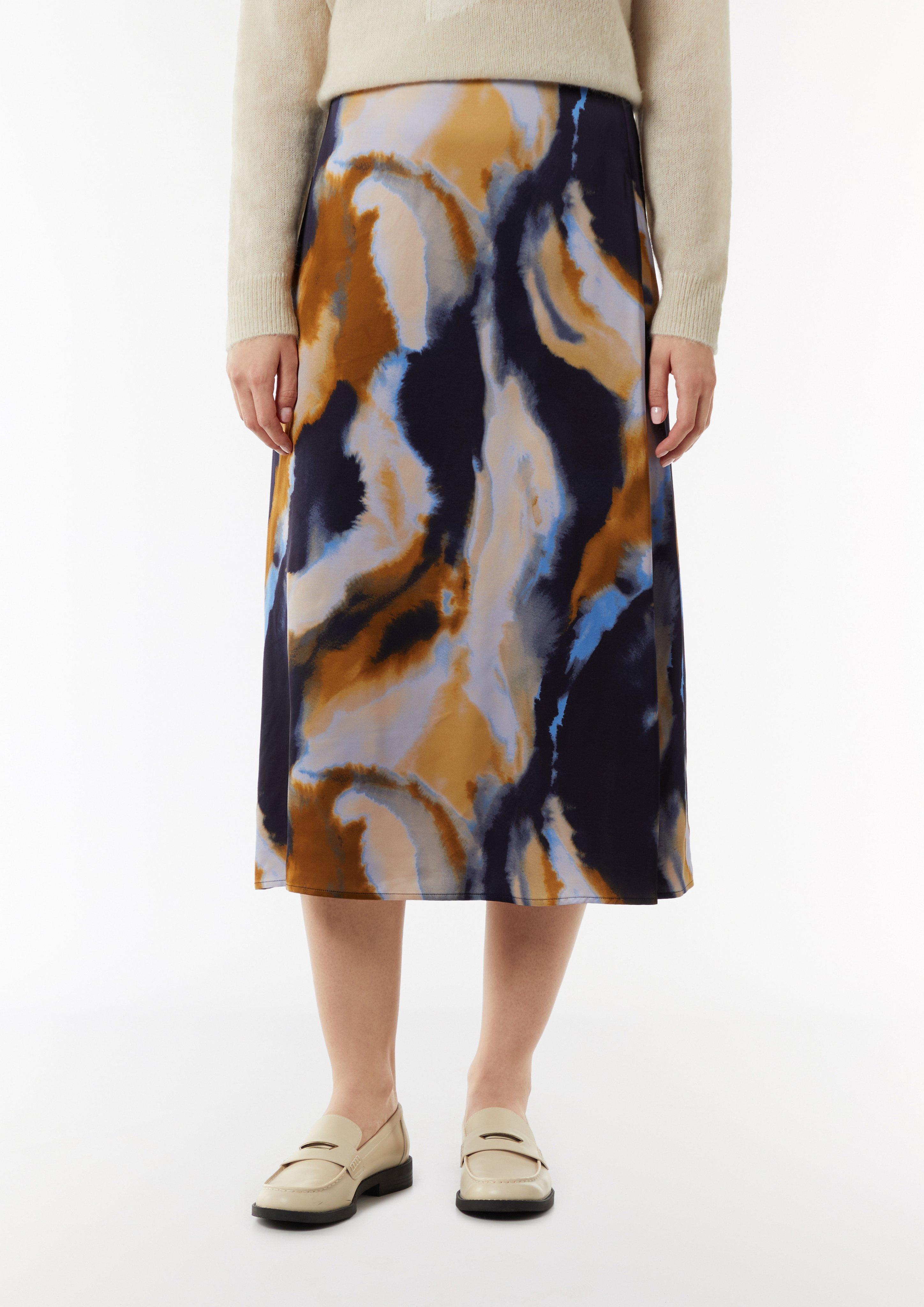 Satinrock mit All-over-Print - royalblau