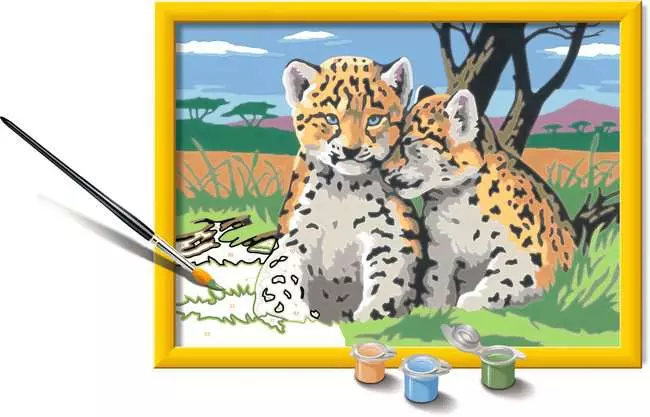 CreArt Kleine Leoparden - Malen nach Zahlen für Kinder ab 9 Jahren