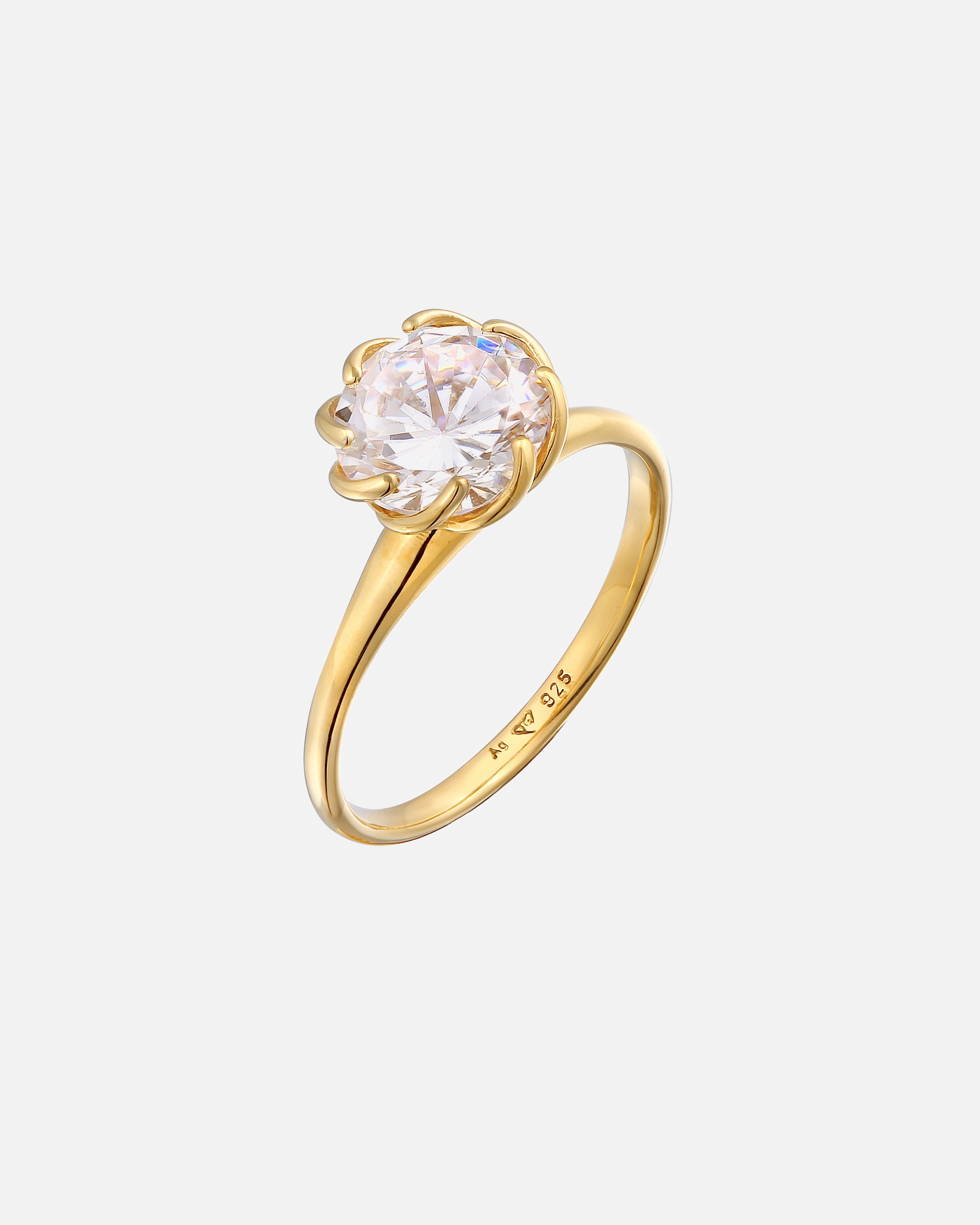 Elli Women's Solitaire Flower Engagement Ring with Zirconia in 925 Sterling Silver