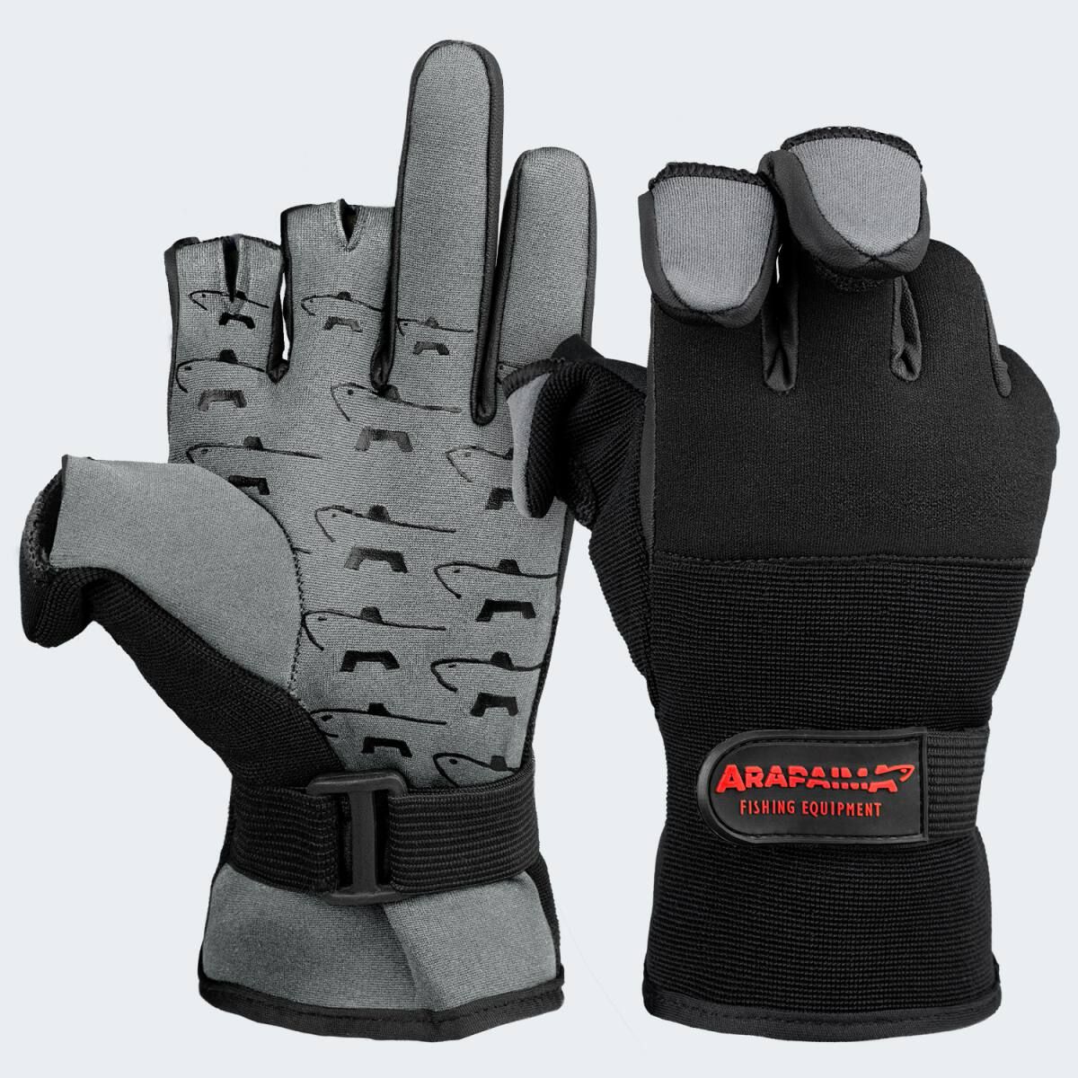 Arapaima Fishing Equipment BlackGrey Neopren Angelhandschuhe