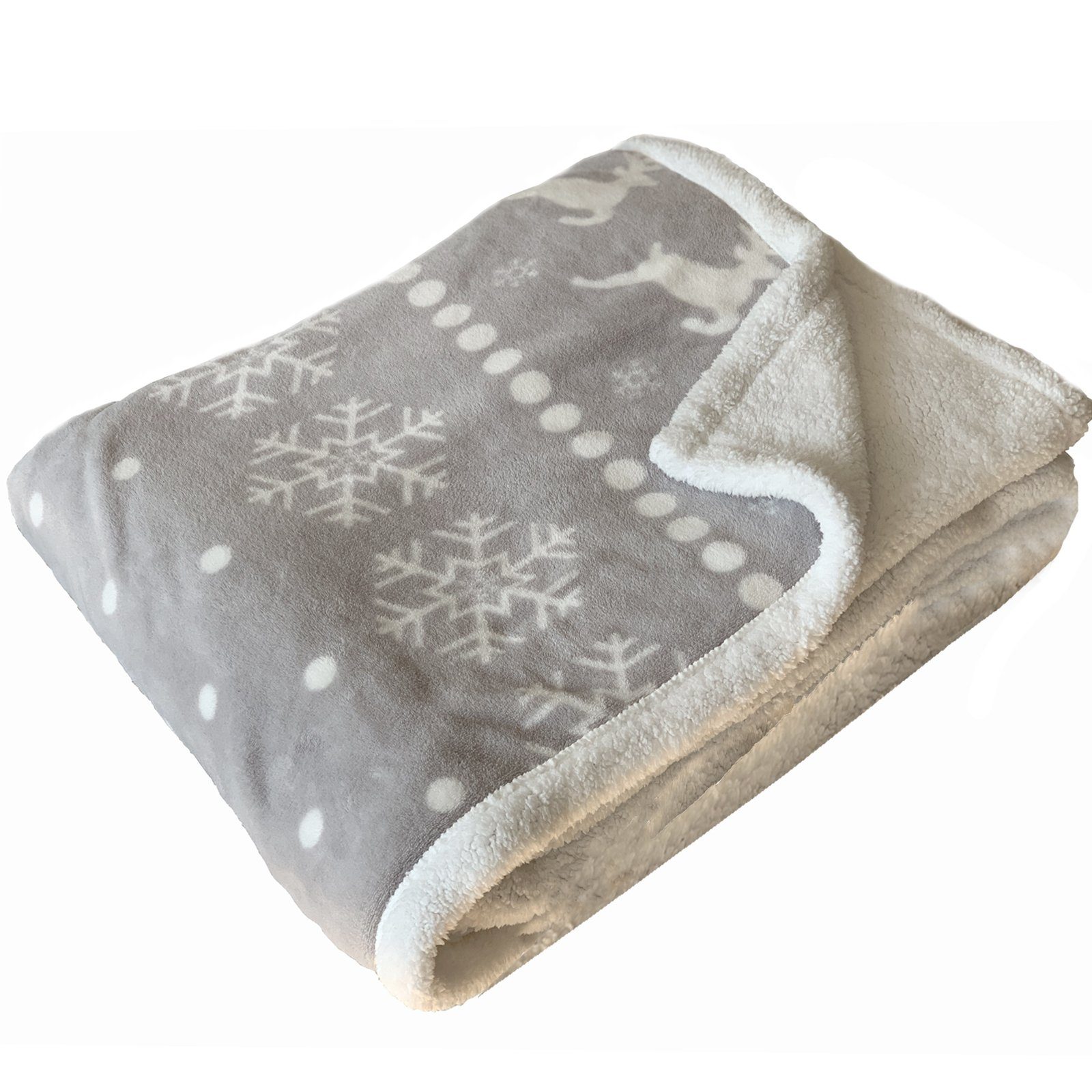 Wohndecke Lammfell Optik Sherpa Kuscheldecke - verschiedene Designs & Größen, JEMIDI