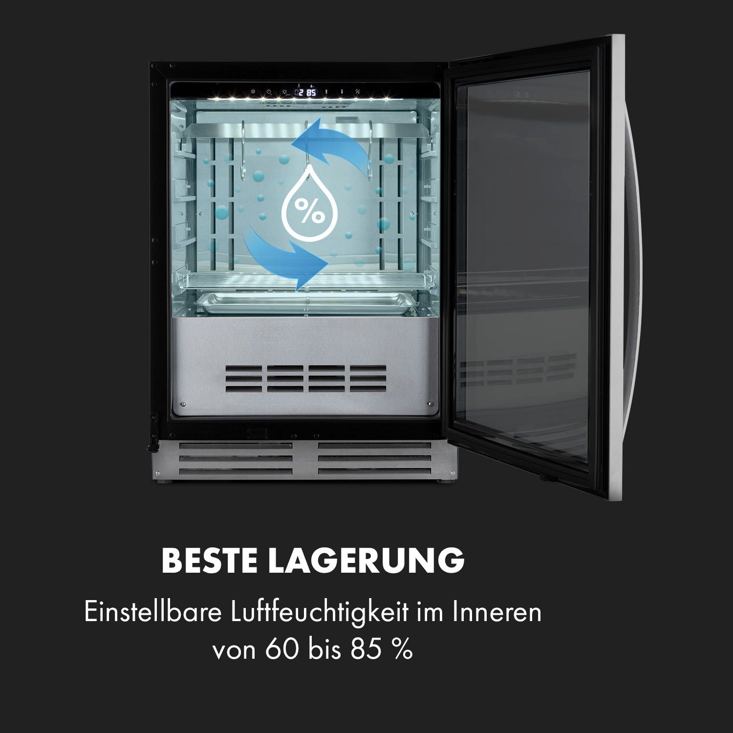 Klarstein Getränkekühlschrank HEA10-SteakhousePro 10035176, 82 cm hoch, 59.5 cm breit, Steakhouse Flesich Kühlschrank Fleischreifeschrank