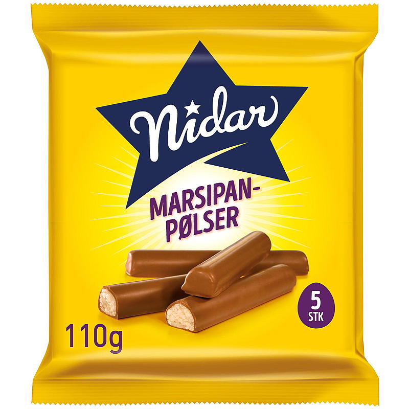 Nidar Marsipanpølser 5-pk 110 g, Nidar