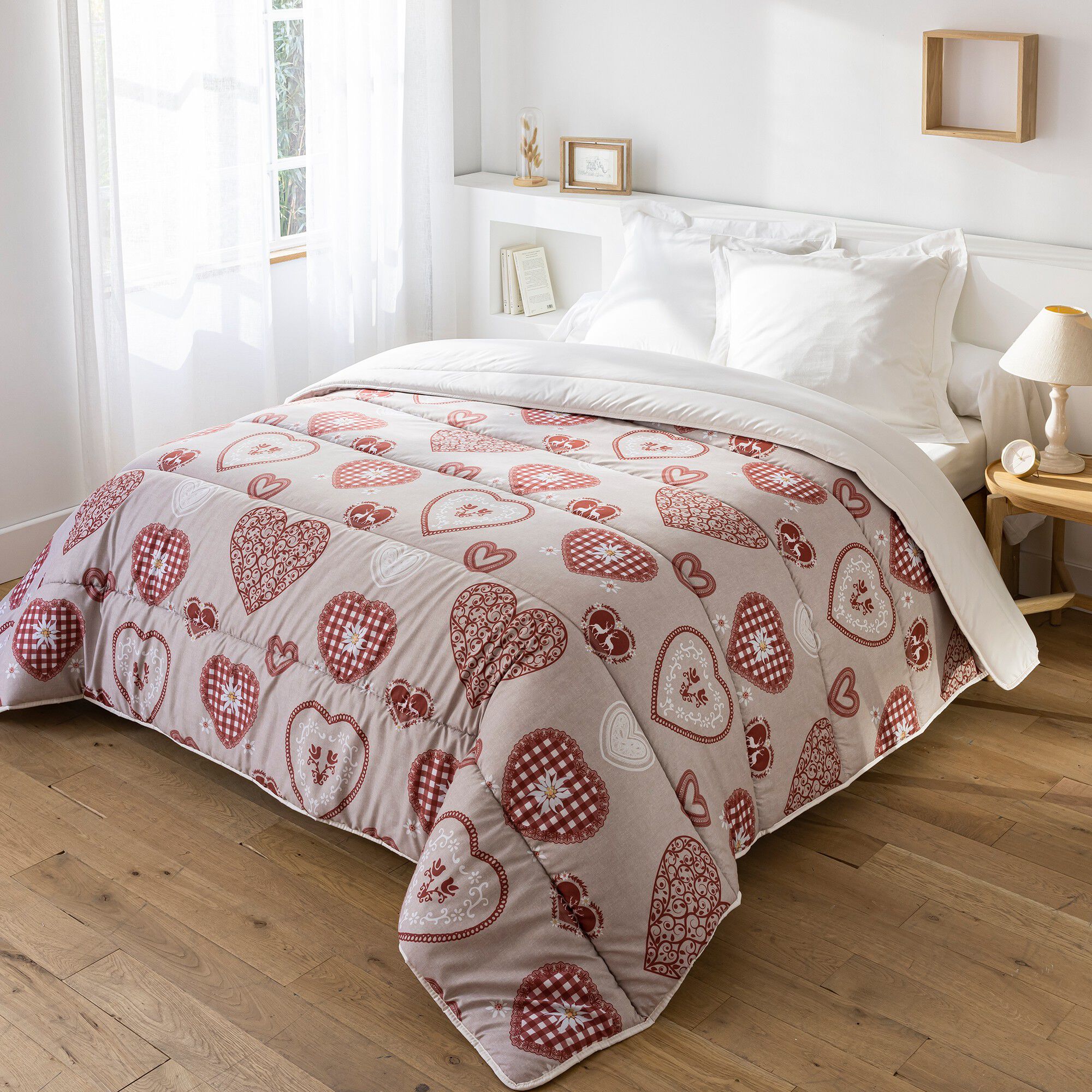 Couette microfibre imprimée chalet 400 g/m²