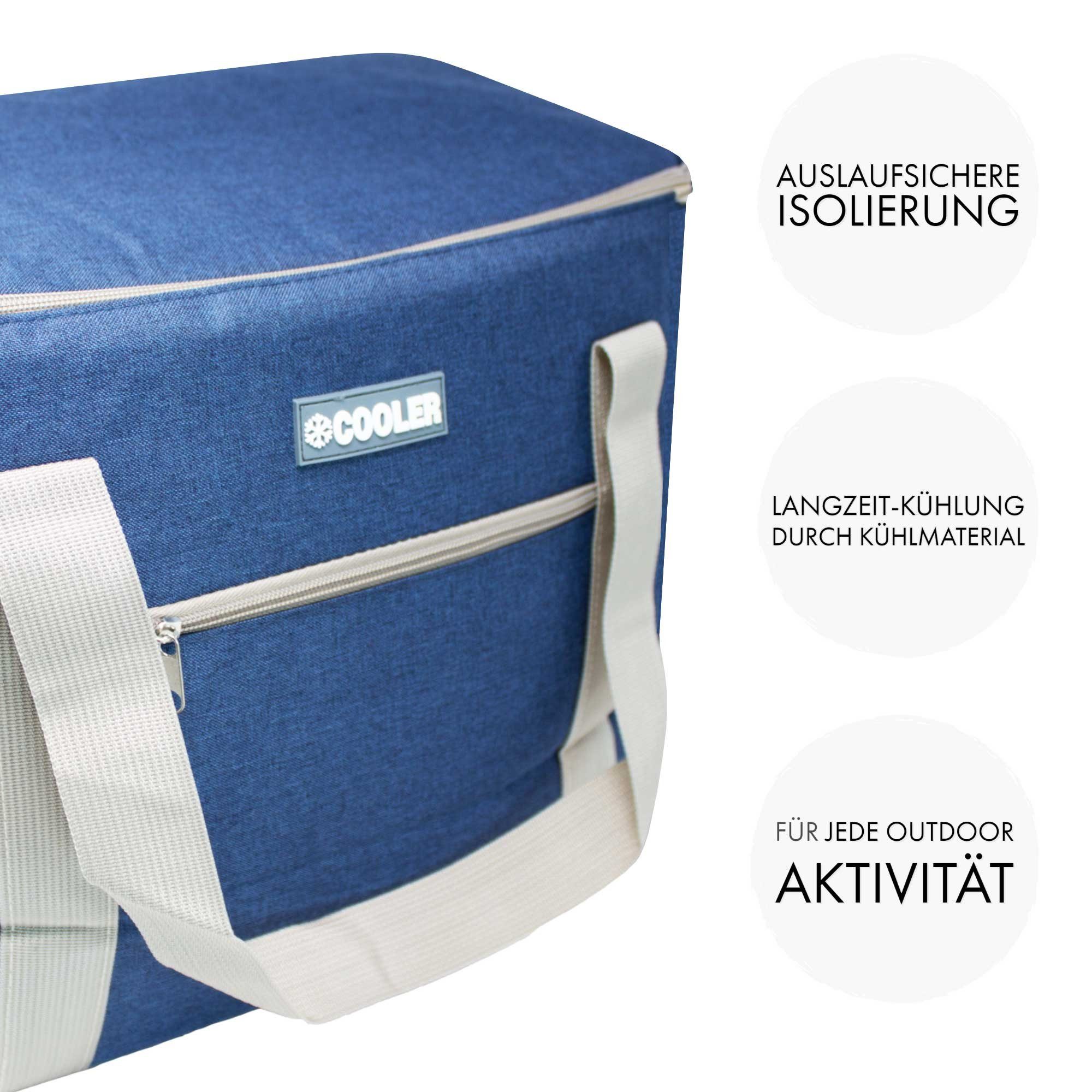 ToCi Kühltasche 36 Liter große Kühltasche Kühlbox Navy-Blau mit 6er-Set Kühlakkus
