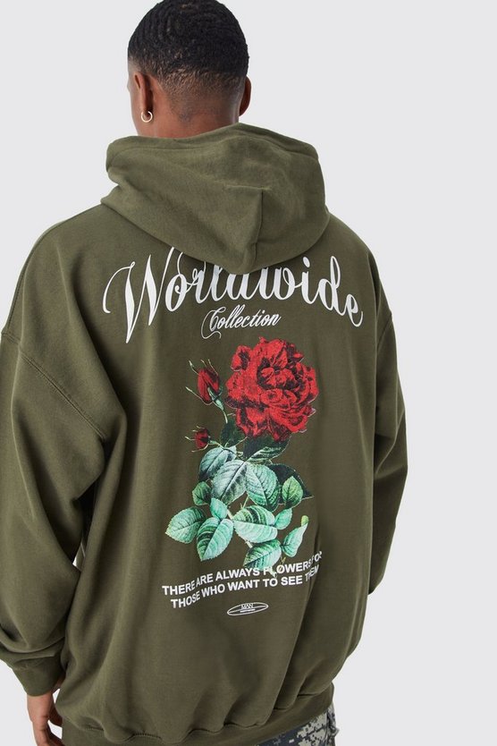 Oversize Hoodie mit floralem Worldwide Print