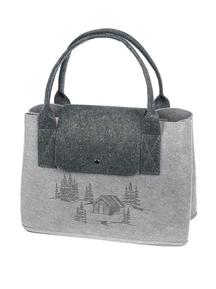 GMD Living Filztasche Waldhütte mit schöner Lasergravur in Grau günstig kaufen 26 cm