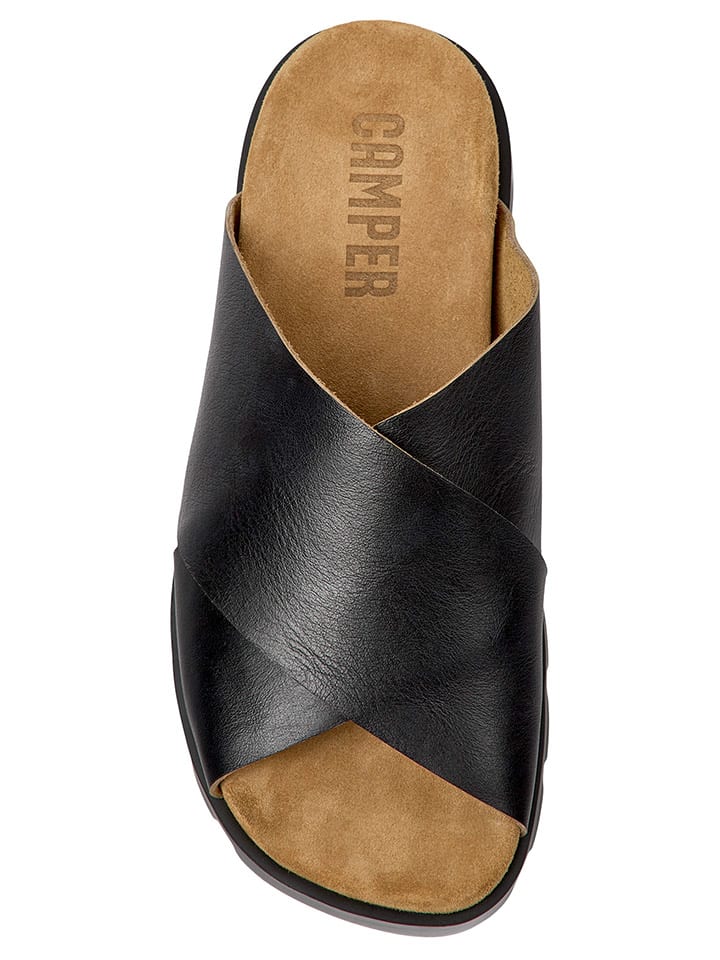 Camper Leder-Pantoletten in Schwarz günstig kaufen