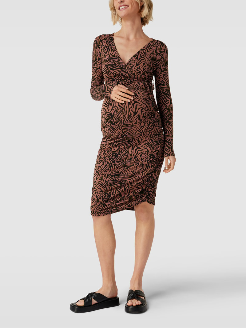 Umstands-Midikleid mit Allover-Muster in schwarz