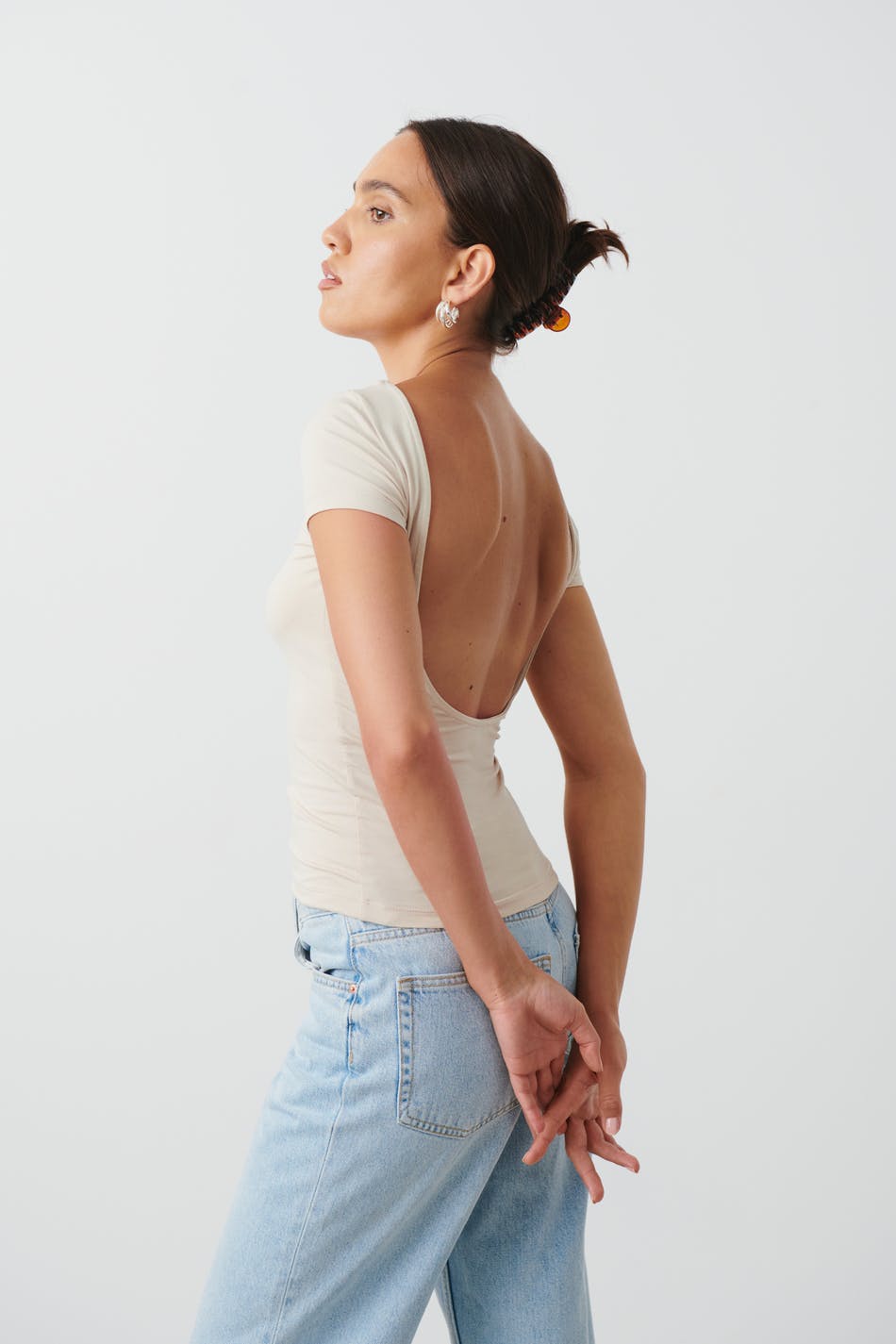 Soft touch low back top