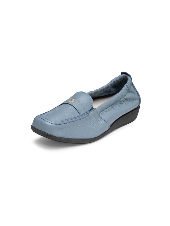 VITAFORM Hirschleder Mokassins in graublau günstig kaufen