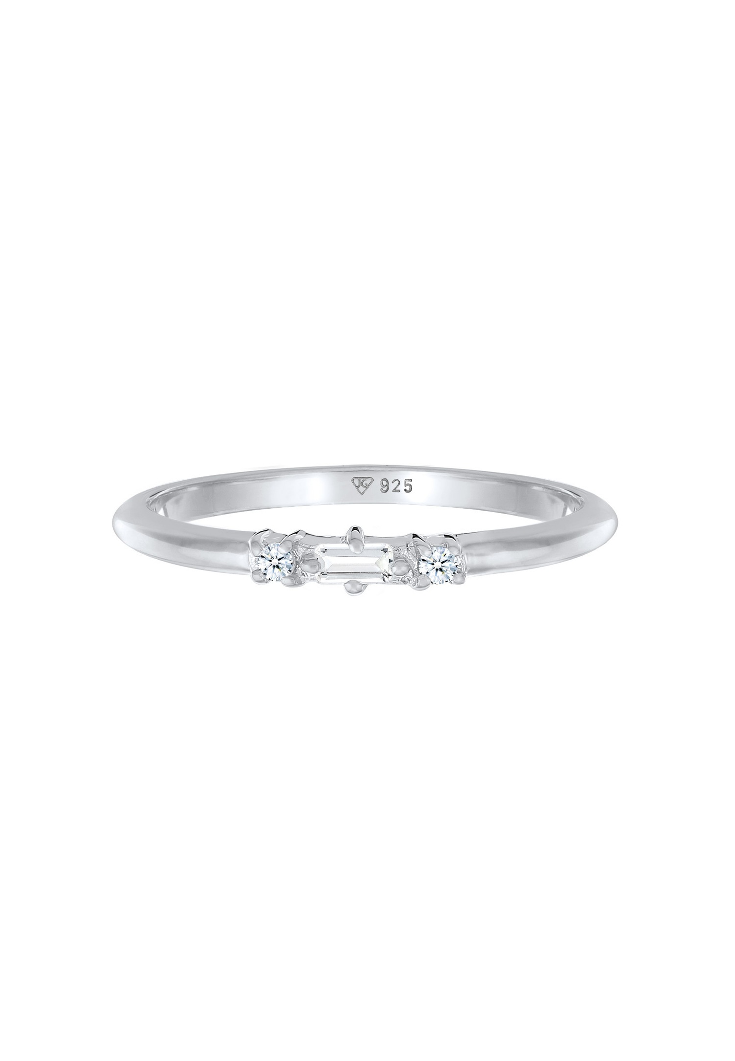 Elli DIAMONDS női filigrán téglalap alakú eljegyzési gyűrű topázzal és gyémánttal (0,03 ct) 925 sterling ezüstből