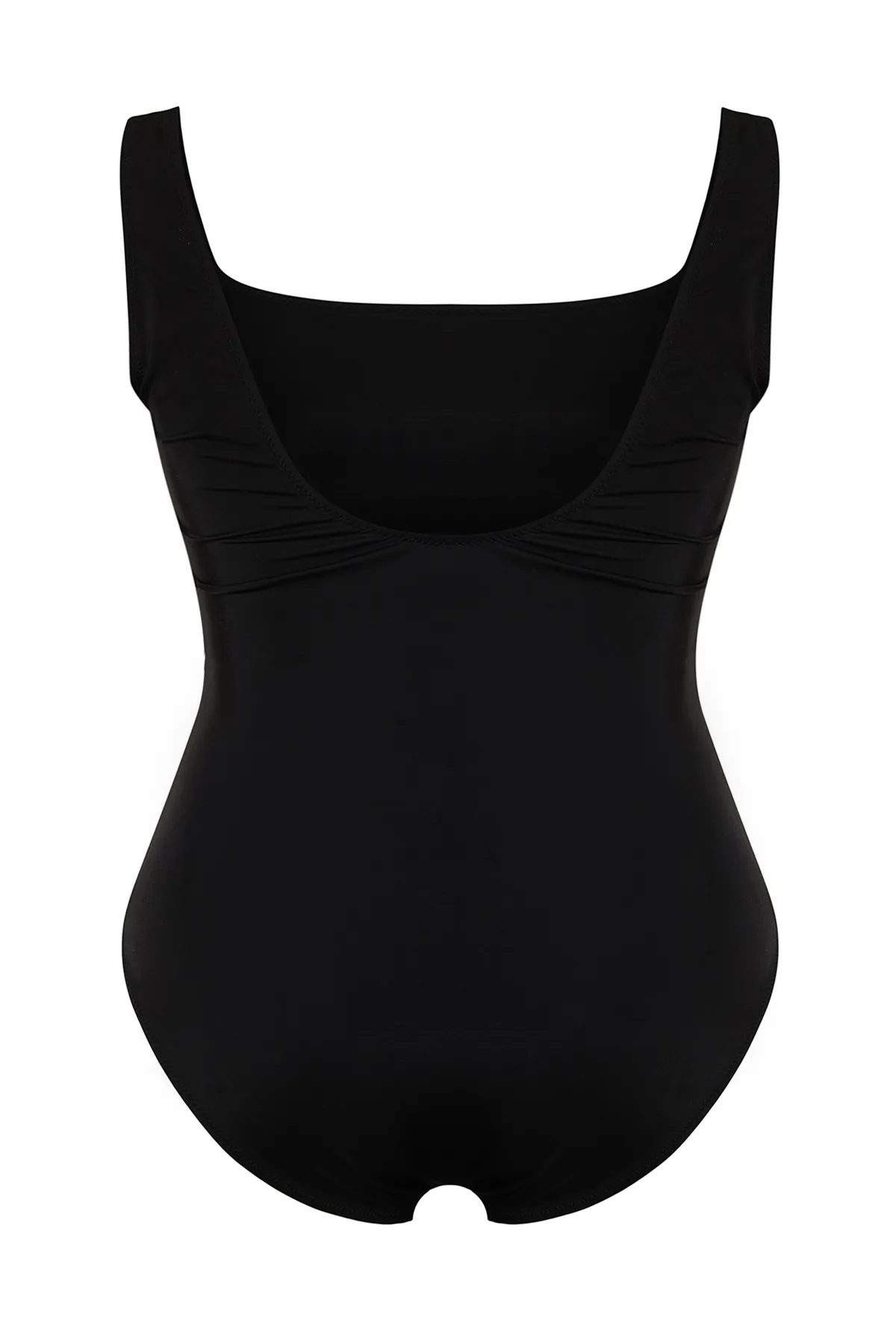 Trendyol Curve  Schwarzer Badeanzug mit eckigem Kragen TBBSS24AM00020