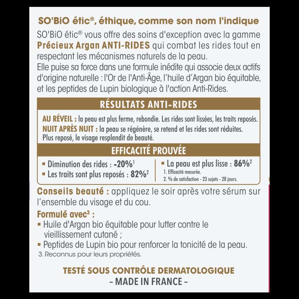 LÉA NATURE SO BiO étic Soin régénérant Anti-Rides nuit, Précieux Argan Soin regénérant