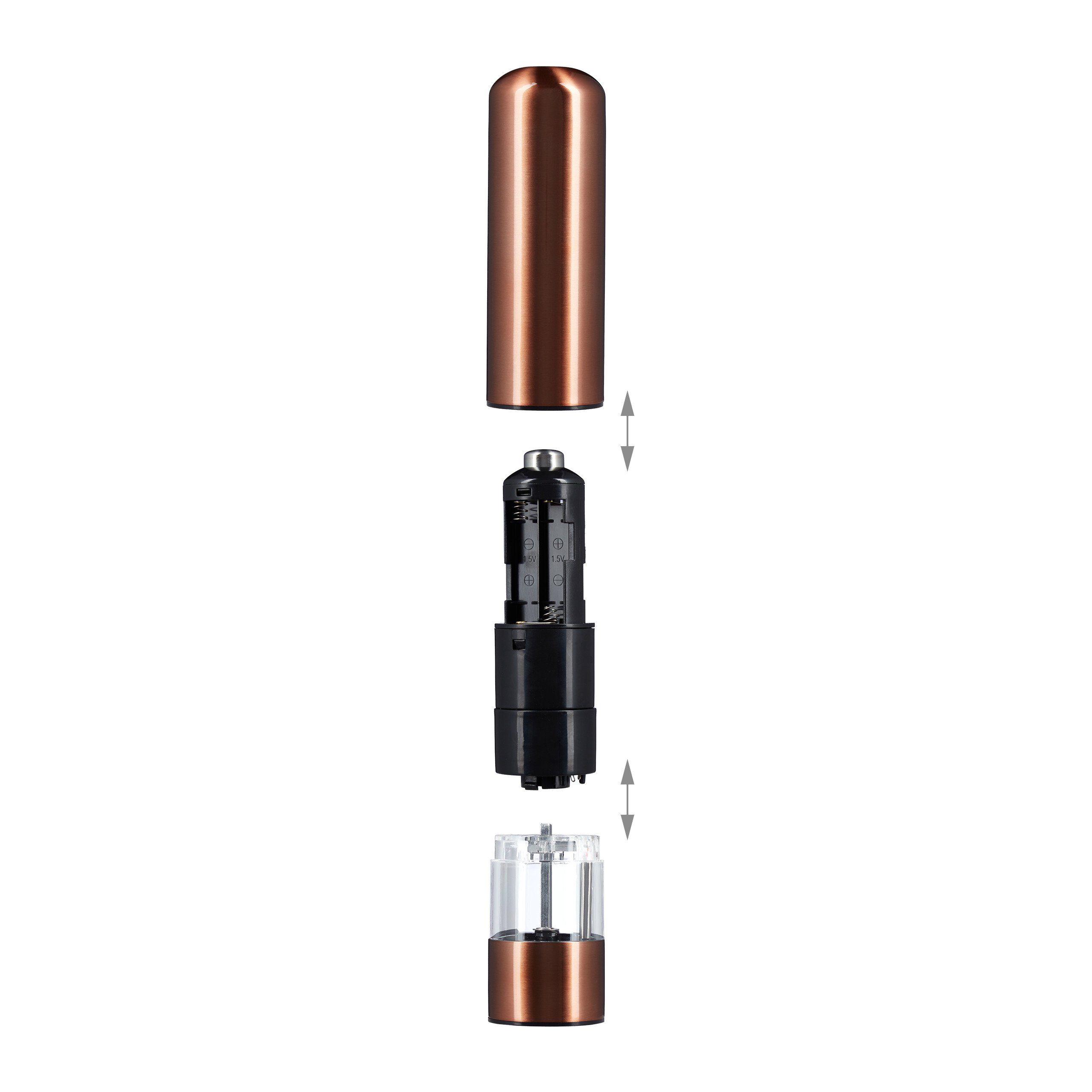 relaxdays Pfeffermühle 2 x Elektrische Pfeffermühle bronze