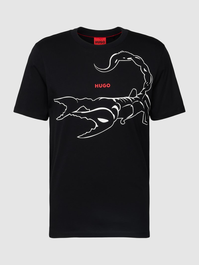 T-Shirt mit Motiv-Print Modell 'Darpione' in schwarz