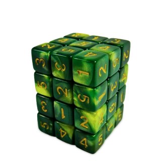 Spielwürfel W6 - Grün Marmor 12 mm (36)