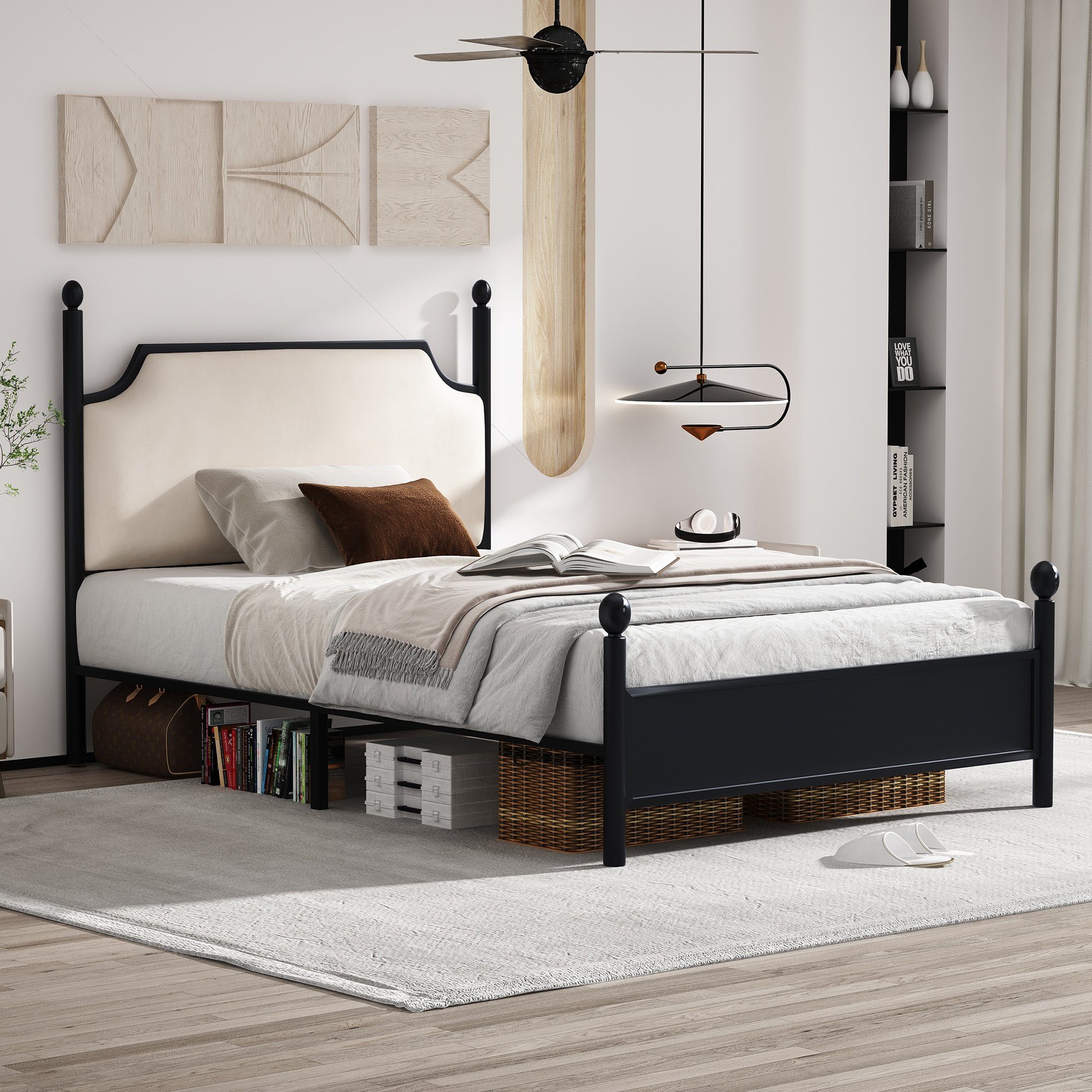 HAUSS SPLOE Metallbett Modern Metallbett Bettgestelle Einzelbett Gästebett Bettrahmen, Hochwertiges Material