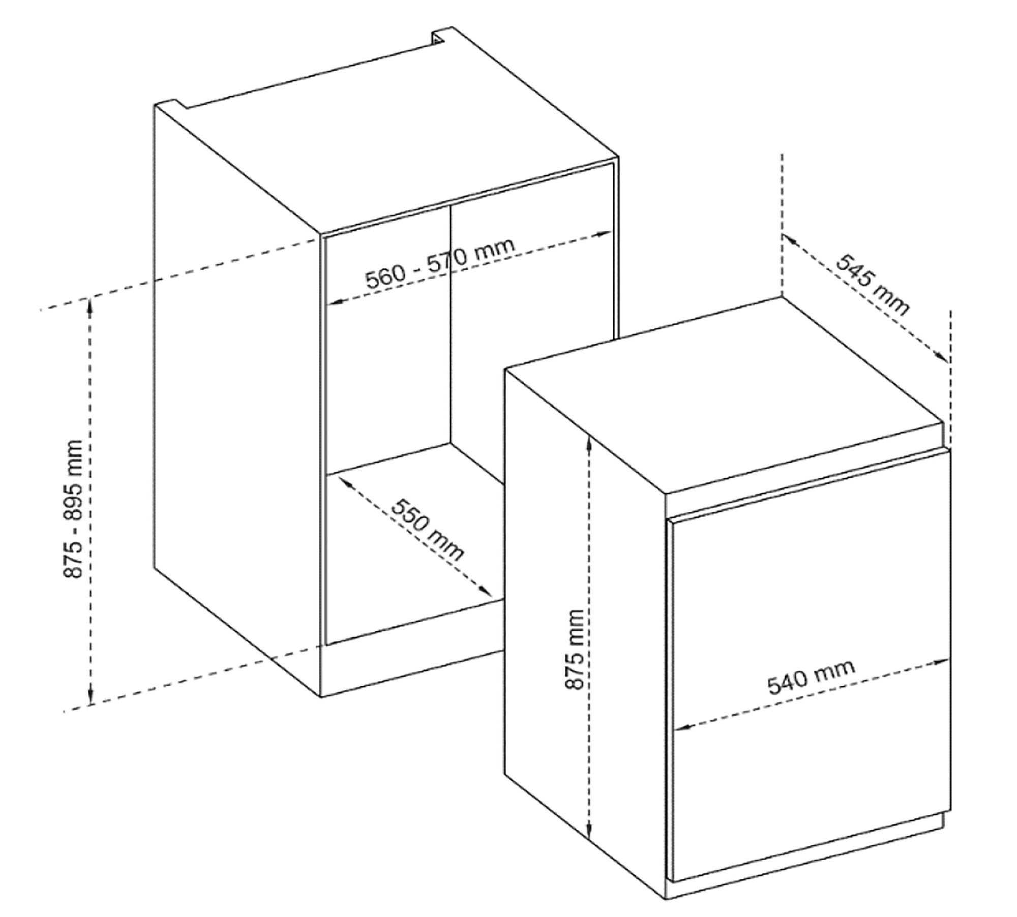 VESTEL Einbaukühlschrank VEKF2115, 87.5 cm hoch, 54 cm breit, Mit Gefrierfach (Nische/Höhe 88), Schlepptür, 121 L Gesamt-Nutzinhalt
