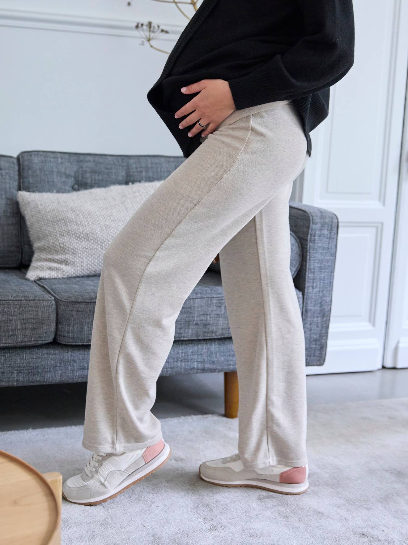 Pantalon large de grossesse avec bandeau anthracite