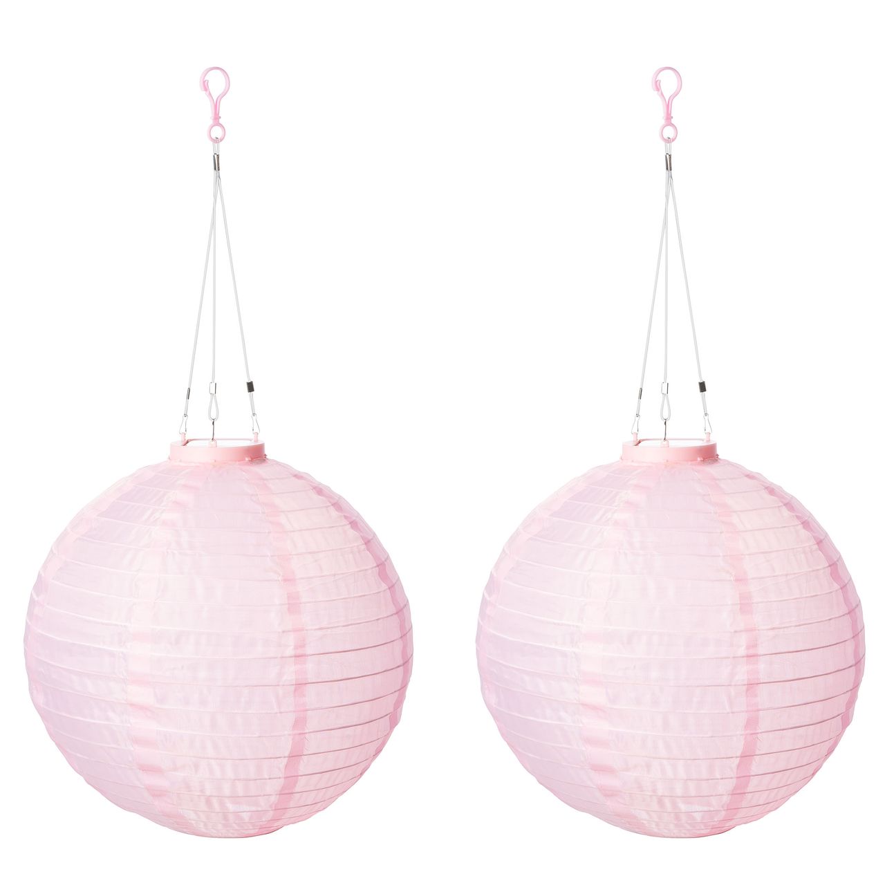 AMARE Solar Lampion XXL 2er Set rund pinkØ ca. 30 cm mit 1 warmweißen LED